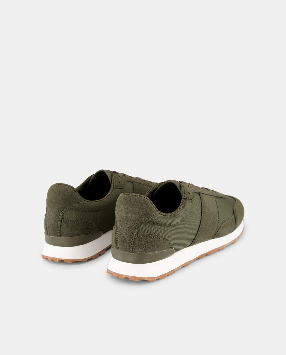 Deportivo cordones casual con piso de goma Kaki-3