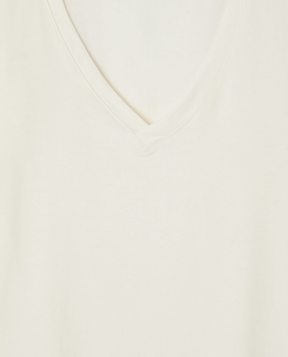 Camiseta de mujer con volantes Blanco-5