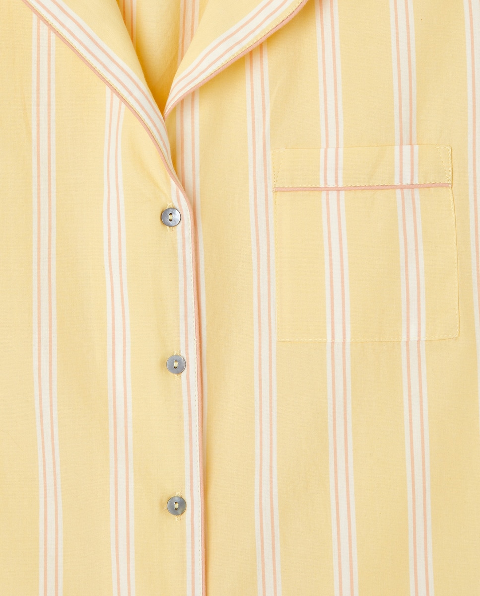 Pijama de mujer masculino de rayas Amarillo-4