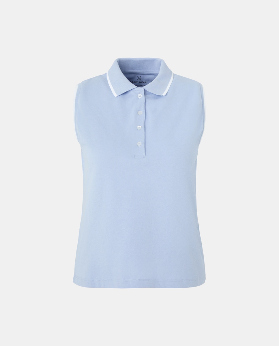 Polo Liso sem Mangas 410 Azul Claro-4