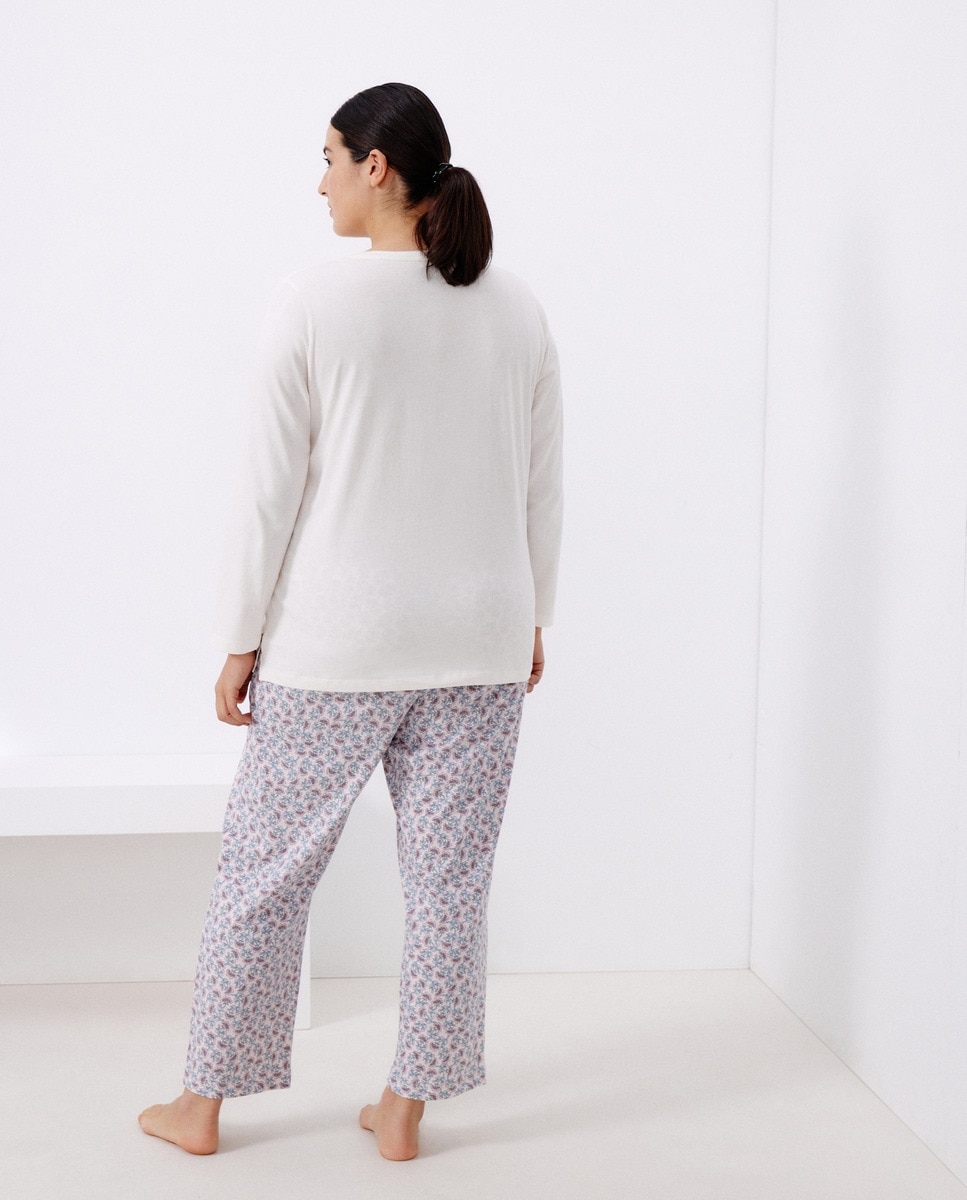 Pijama Comprido com Estampado Posicional Rosa-2