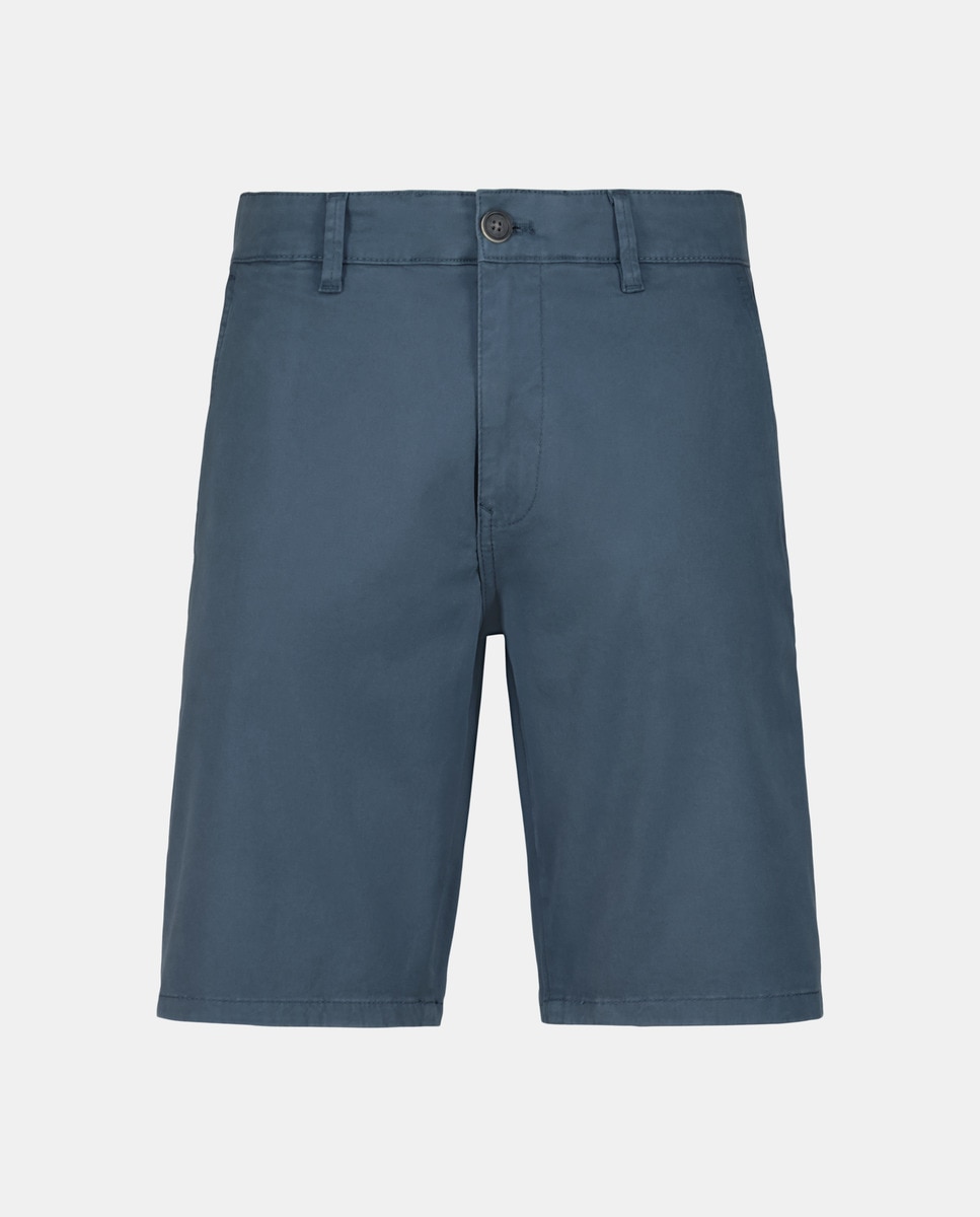 Bermudas Chino em Algodão Stretch Azul-índigo-4