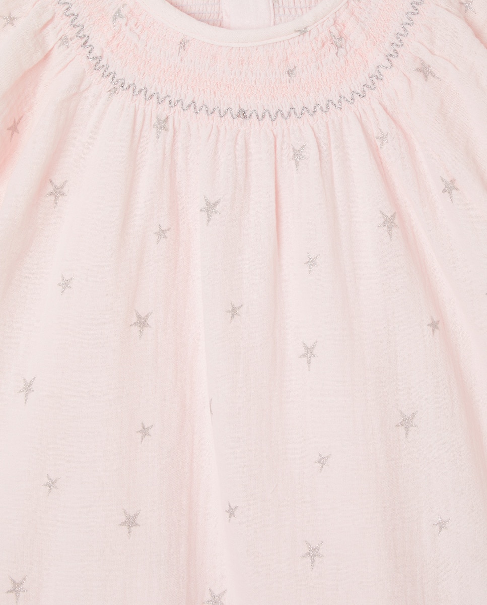 Pijama Curto Smock com Estampado Combinado Rosa-4
