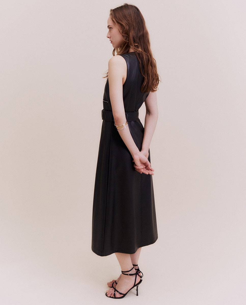 Vestido em Polipele Midi Preto-4