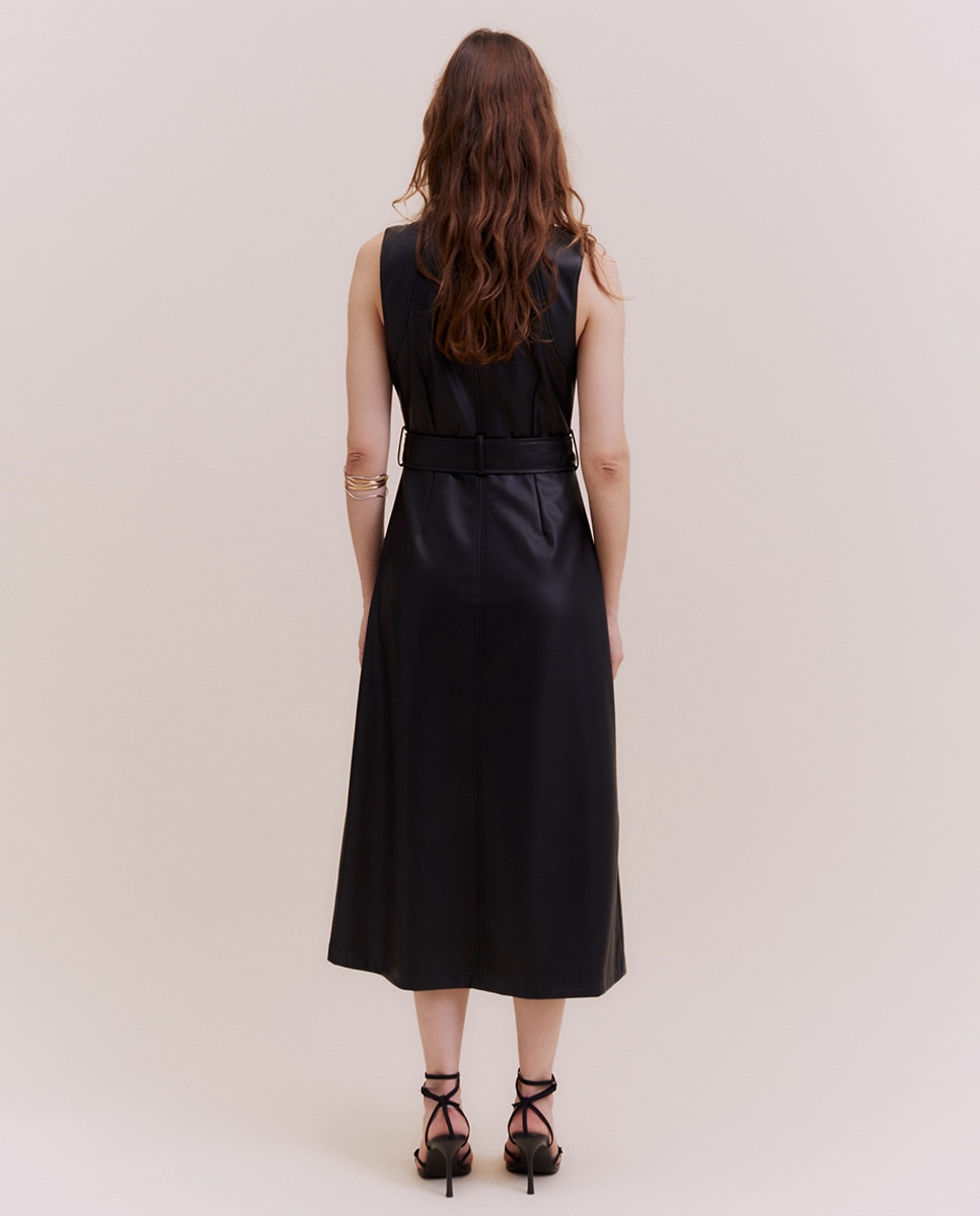 Vestido em Polipele Midi Preto-3