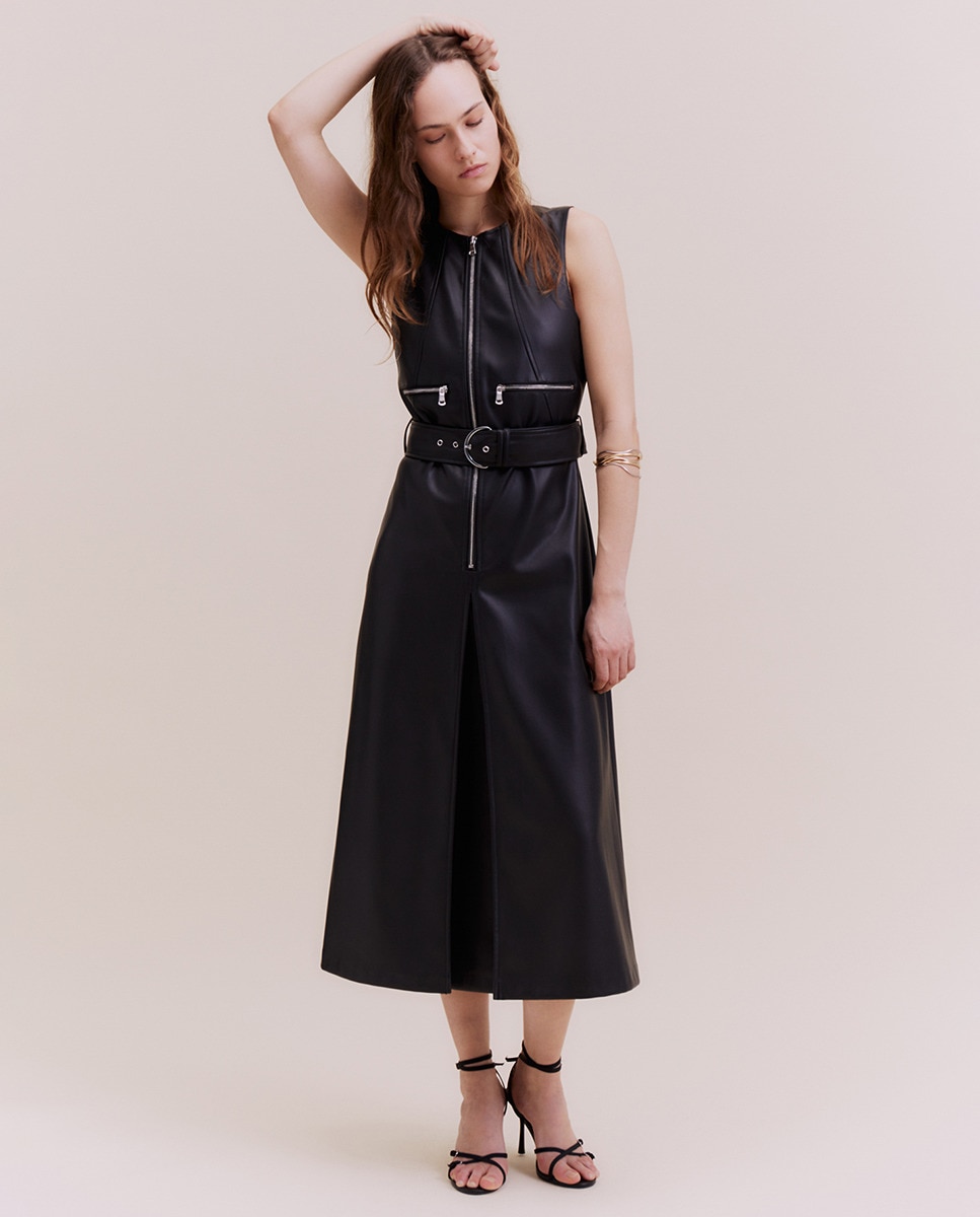 Vestido em Polipele Midi Preto-6