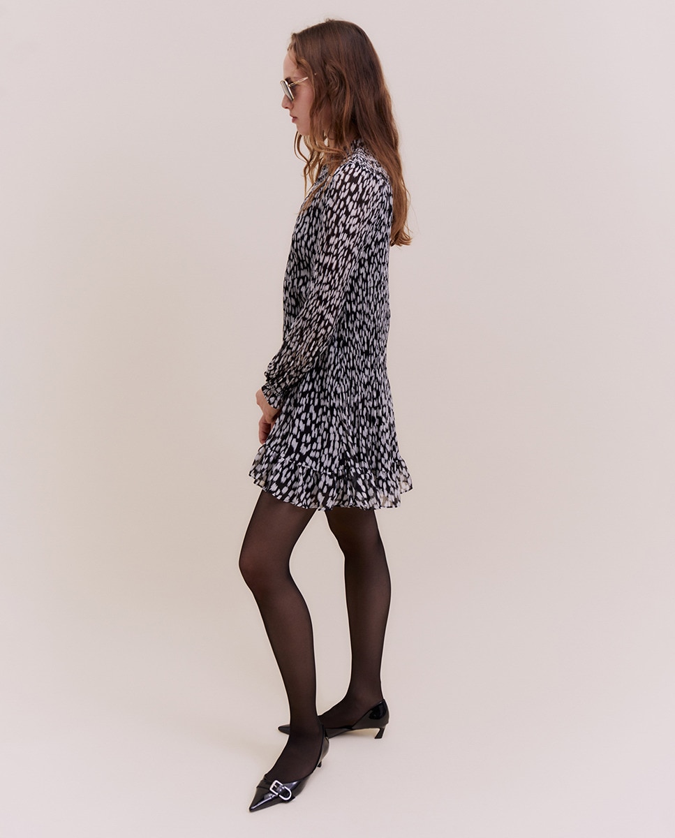 Vestido mini estampado Preto-6