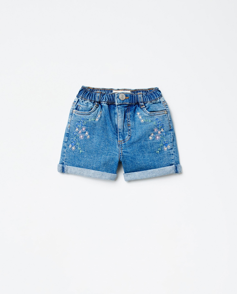 Bermuda Denim Pantalones Cortos Sfera Short Denim Bordado · Sfera