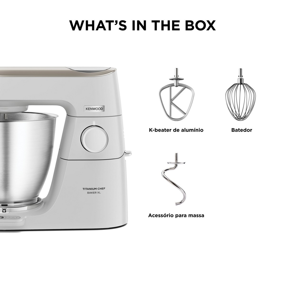 Robot de Cozinha Kenwood Titanium Chef Baker Lite KVL65.001WH, 1200W Capacidade de 7L e 5 Acessórios - Metal e Aço inox Metal-8