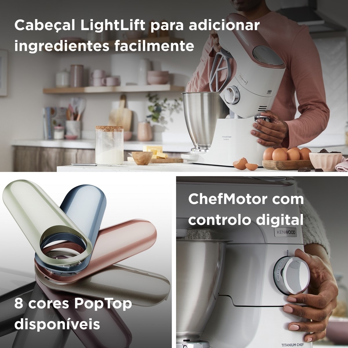 Robot de Cozinha Kenwood Titanium Chef Baker Lite KVL65.001WH, 1200W Capacidade de 7L e 5 Acessórios - Metal e Aço inox Metal-5