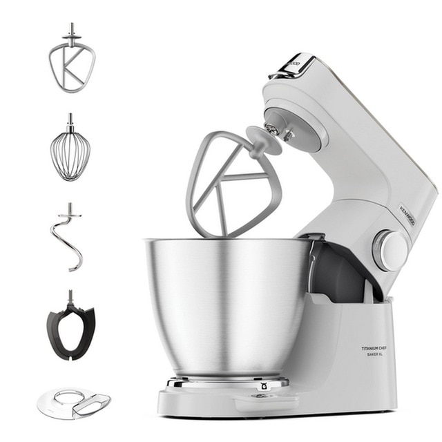 Imagem 0 de Robot de Cozinha Kenwood Titanium Chef Baker Lite KVL65.001WH de 1200 W e 7 Litros - 3 Acessórios - Metal e Aço inox
