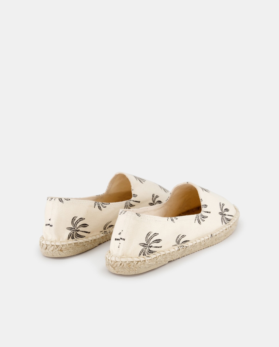 Alpargata de mujer plana estampada Crudo-3