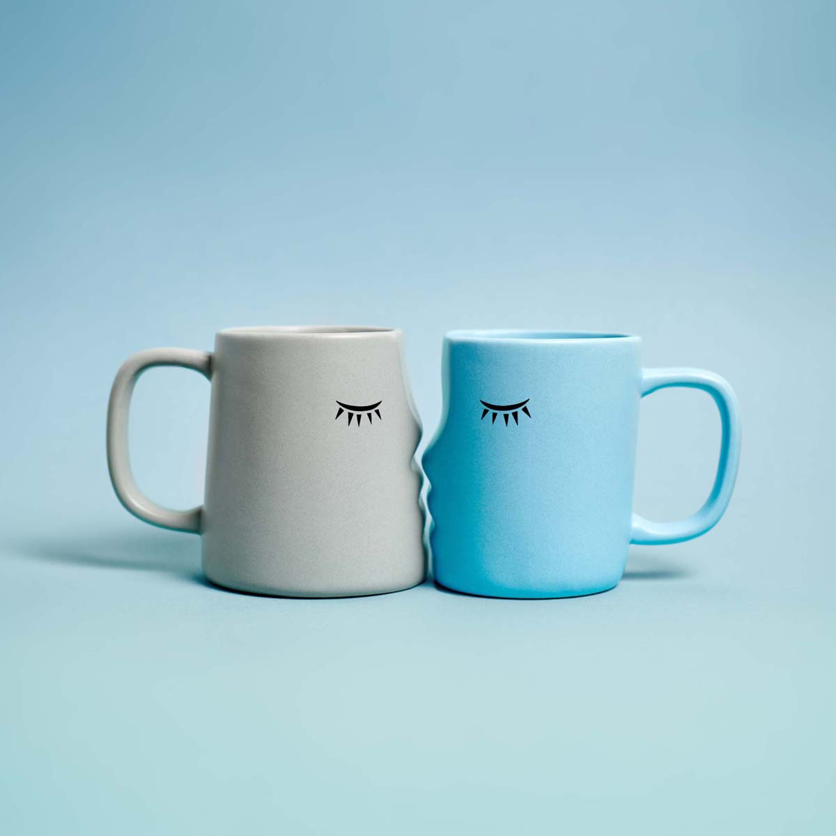 Canecas Milimetrado Kissing Mugs Azul y cinzento 2