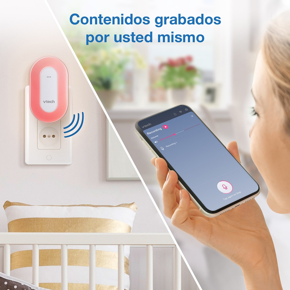 Luz quitamiedos VTECH enchufe con programa entrenamiento de sueño Blanco-14