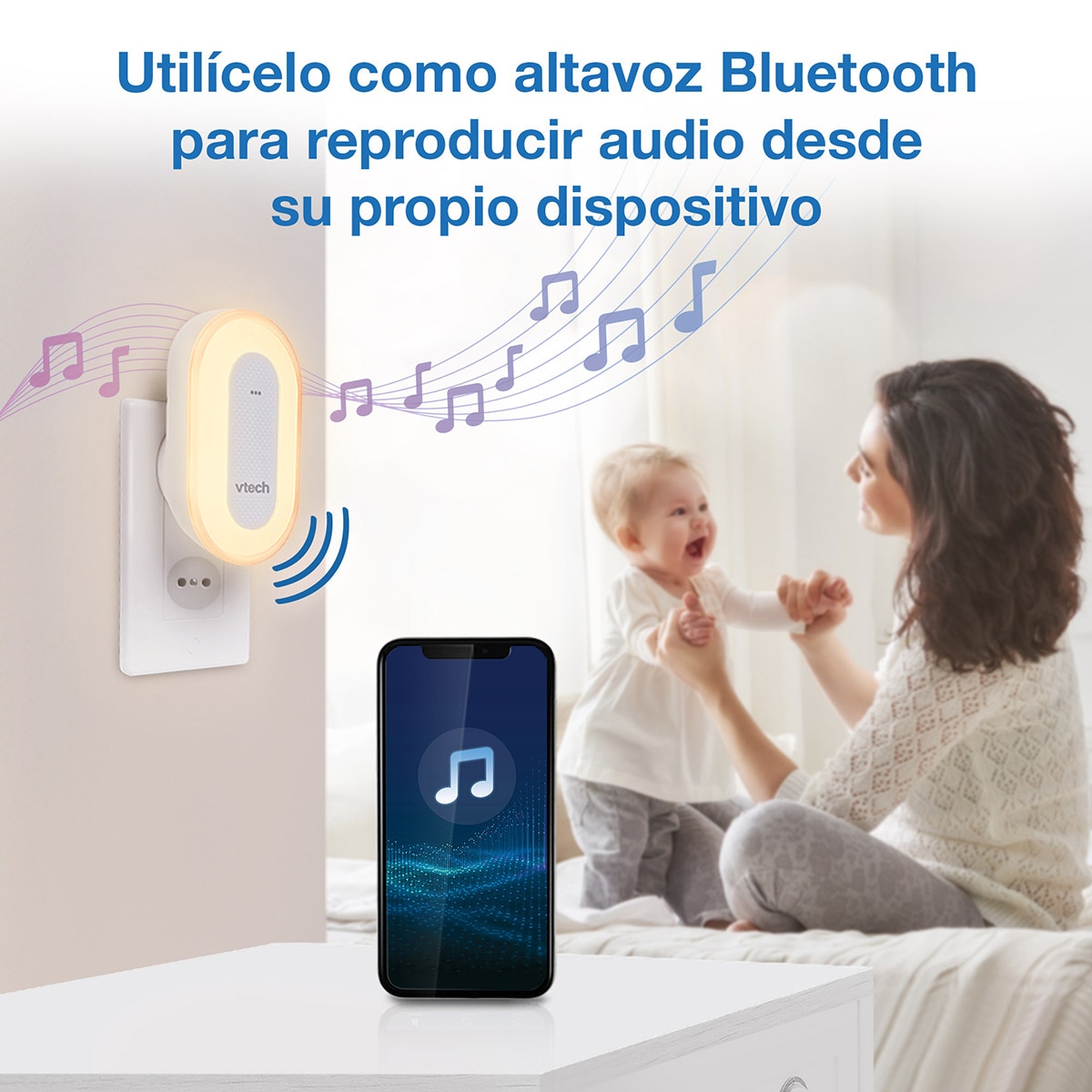 Luz quitamiedos VTECH enchufe con programa entrenamiento de sueño Blanco-11