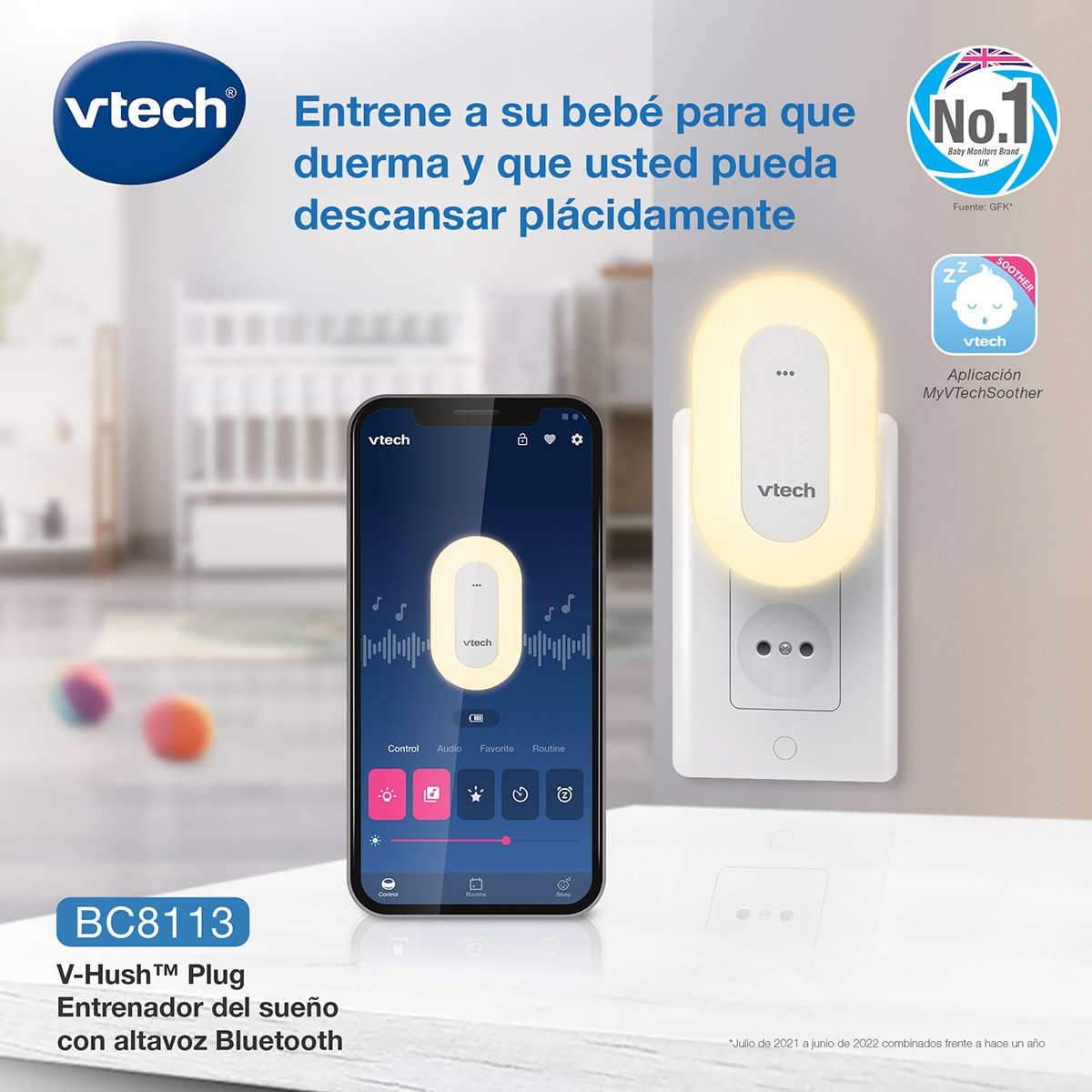 Luz quitamiedos VTECH enchufe con programa entrenamiento de sueño Blanco-7