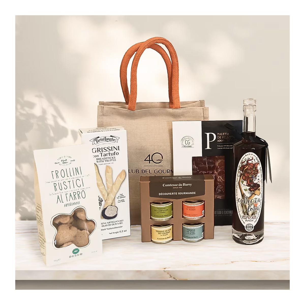 Imagen 0 de BOLSA APERITIVO - Paleta ibérica, vermut, patés y galletas