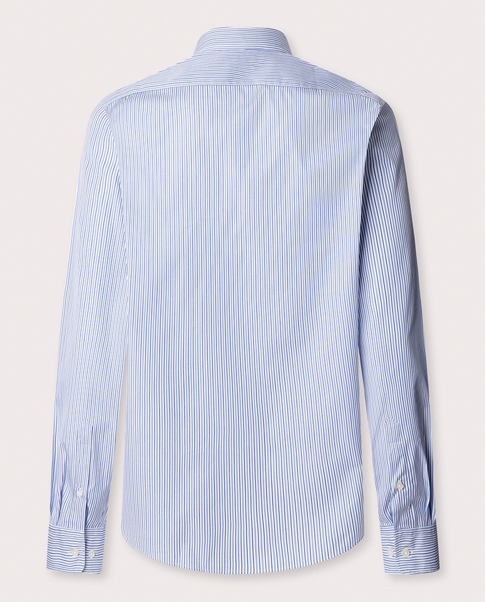 Camisa Regular Fit às Riscas Azul-6