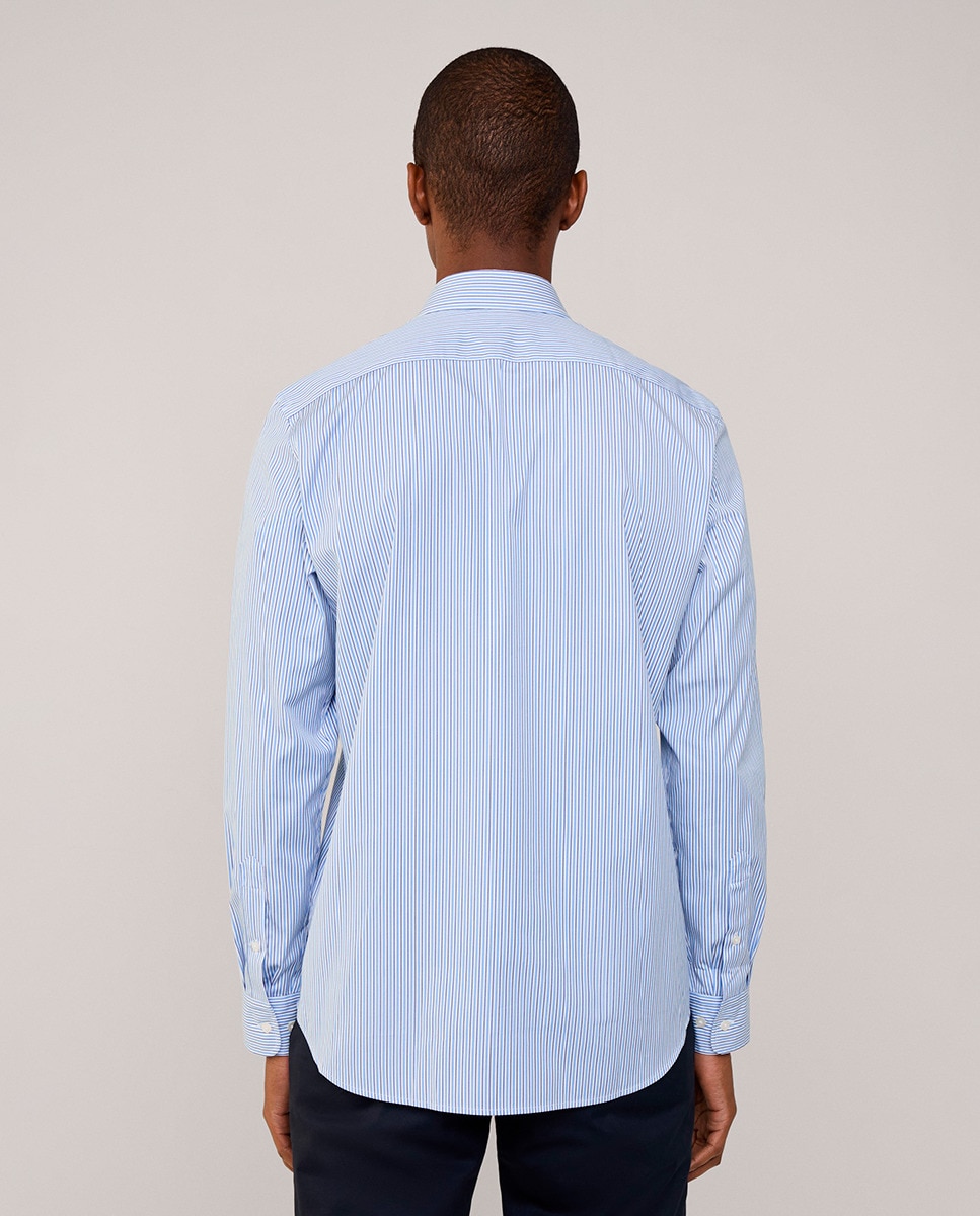Camisa Regular Fit às Riscas Azul-2