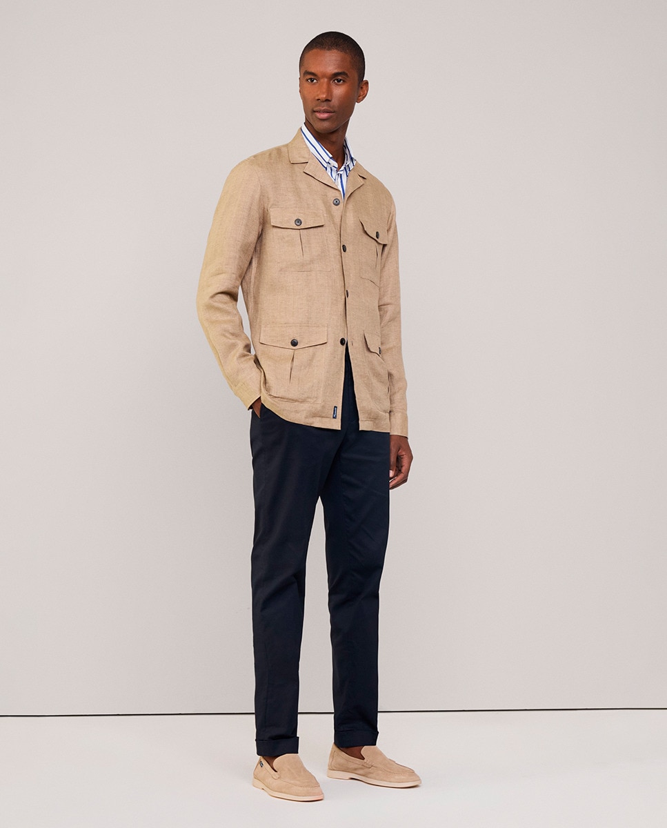 Sobrecamisa Safari de Linho Bege-8