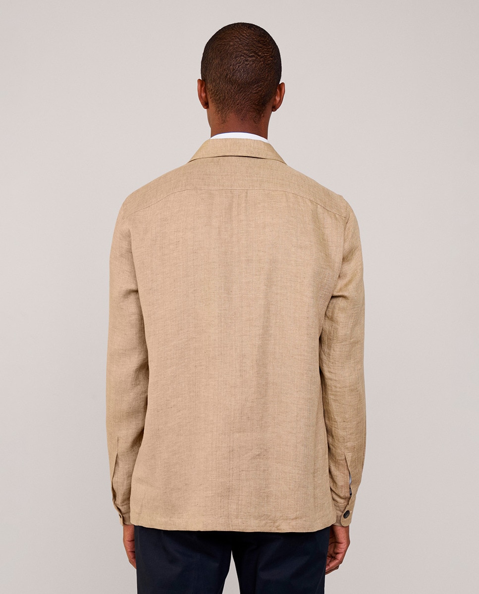 Sobrecamisa Safari de Linho Bege-2