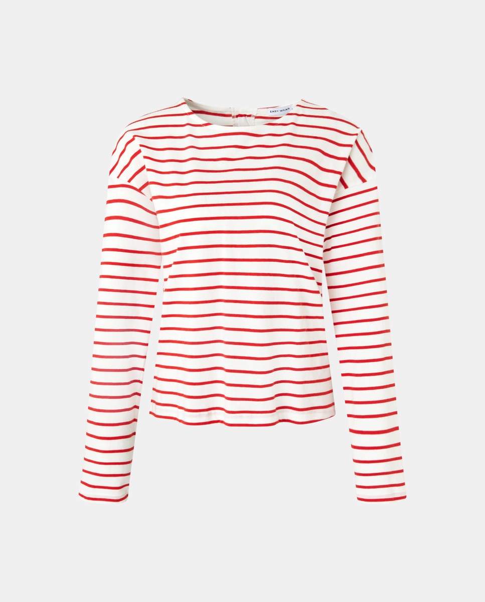 Camisola de Manga Comprida com Botões nas Costas Vermelho-4