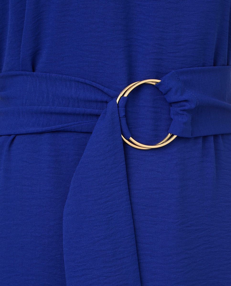 Vestido sem Mangas e com Lavagem Azul-5