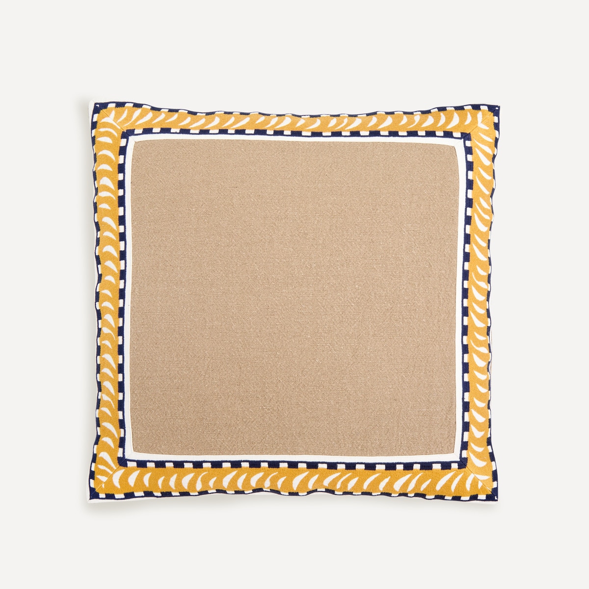 Almofada Decorativa com Bordado de Rebordo Decorativo Mostarda-2