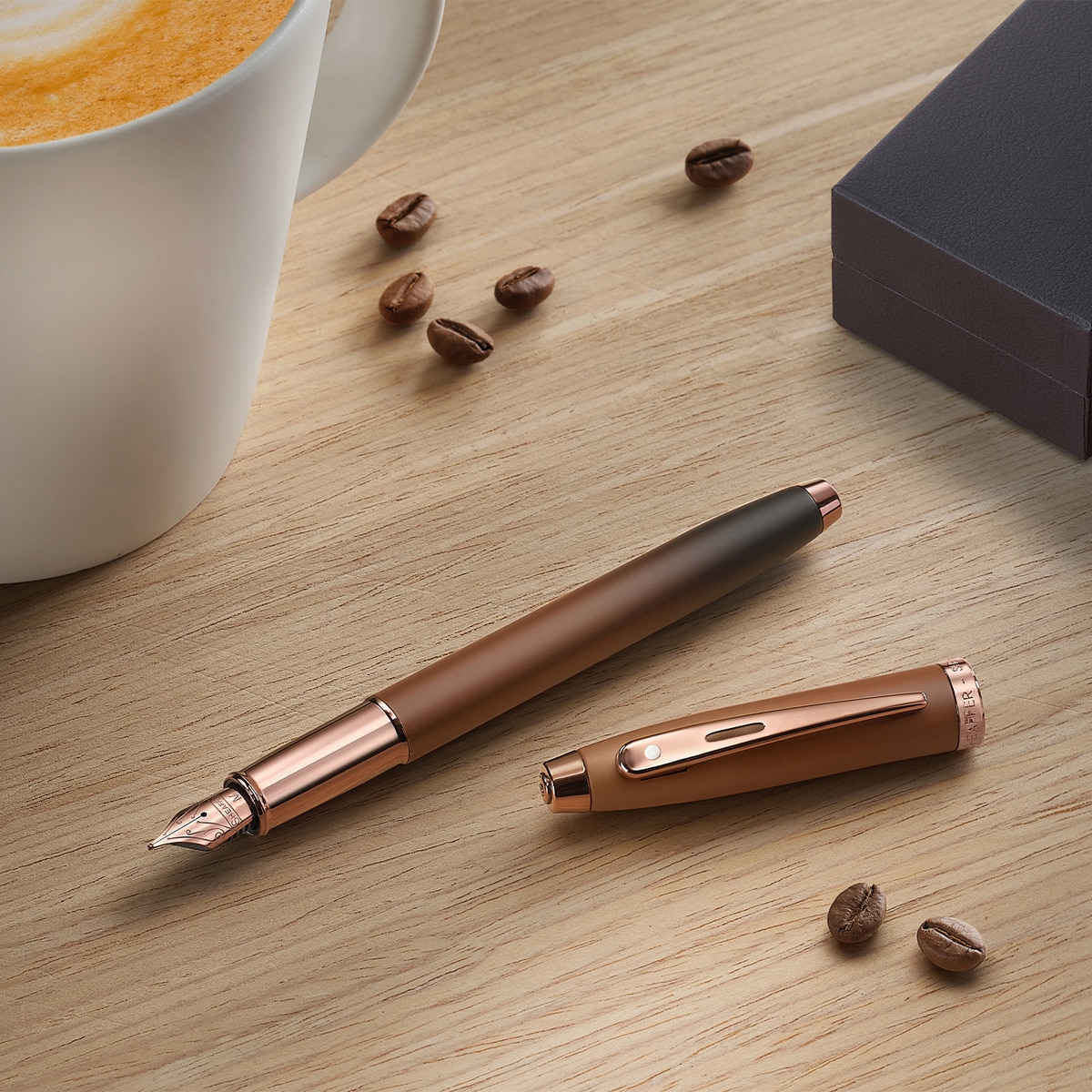Esferográfica Sheaffer 100 em Laca Castanho Café e Detalhes Castanhos 9