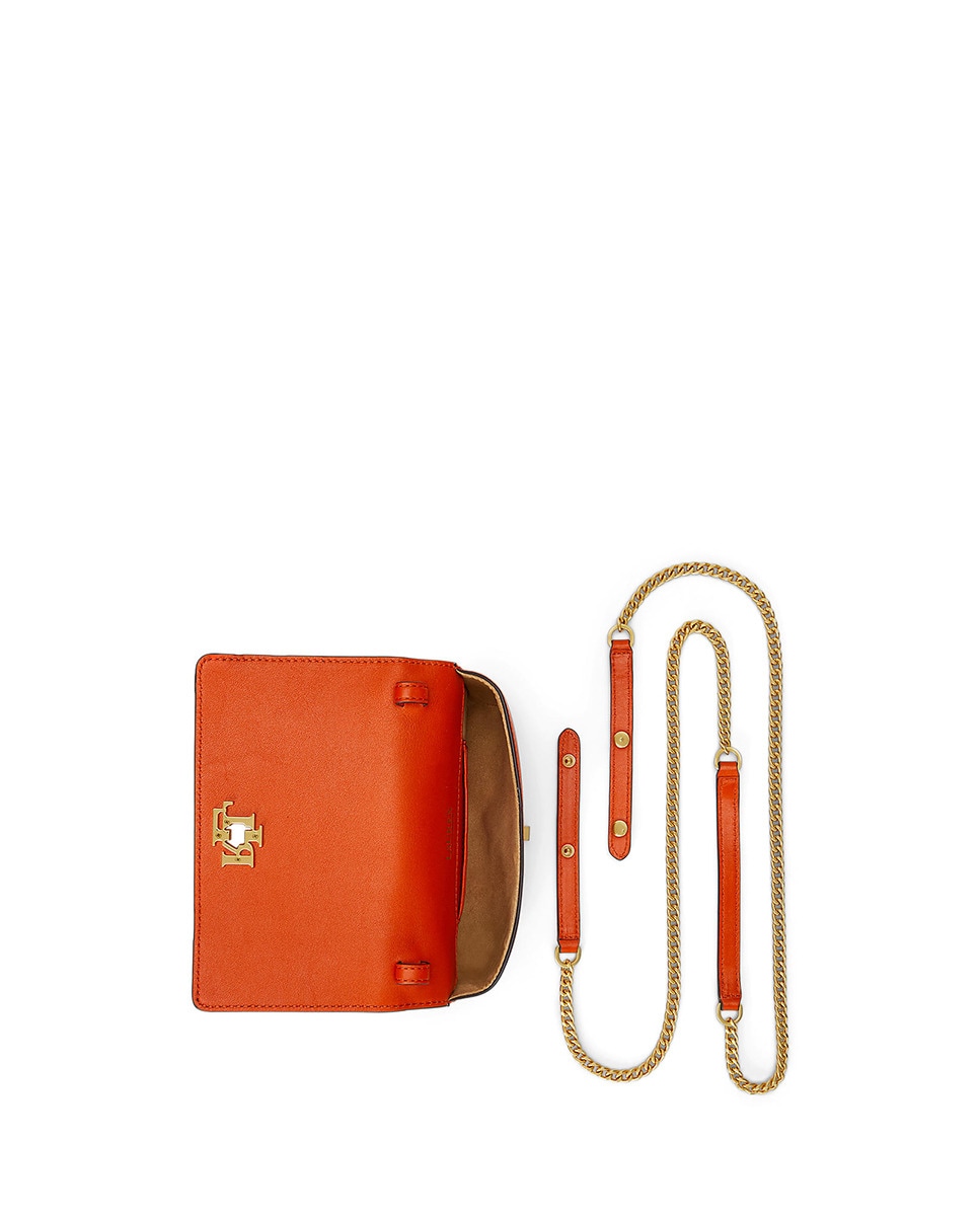 Mala para Telemóvel com Alça de Corrente e em Pele - Vermelho Laranja-5