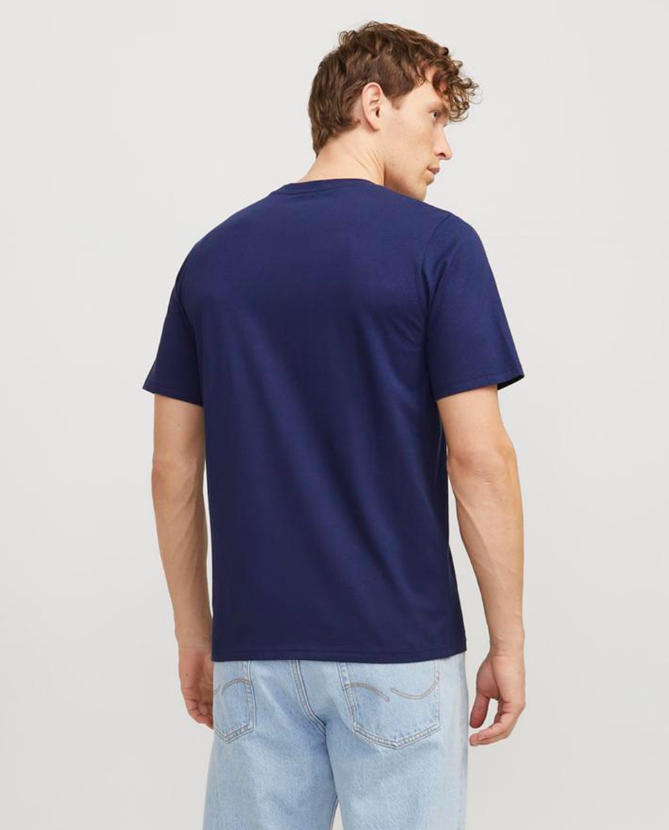 T-shirt de Manga Curta com Logótipo à Frente Azul-2