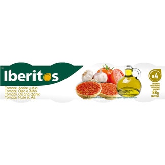 tomate concentrado con ajo y aceite de oliva virgen pack 4 tarrina 22 g - Iberitos