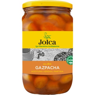 aceituna verde verdial partida gazpacha frasco 400 g neto escurrido - Jolca