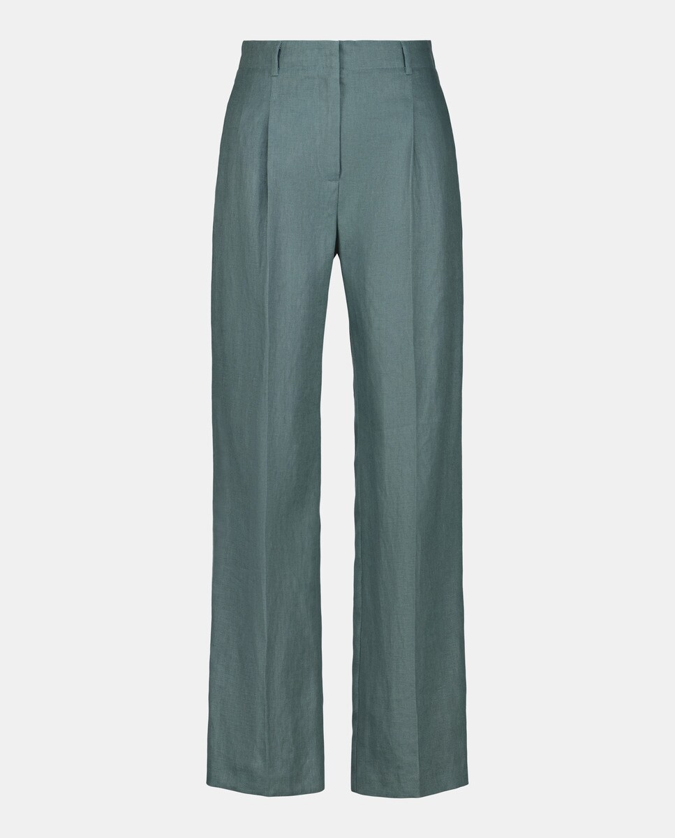 Calças de Fato de Linho Verde-4