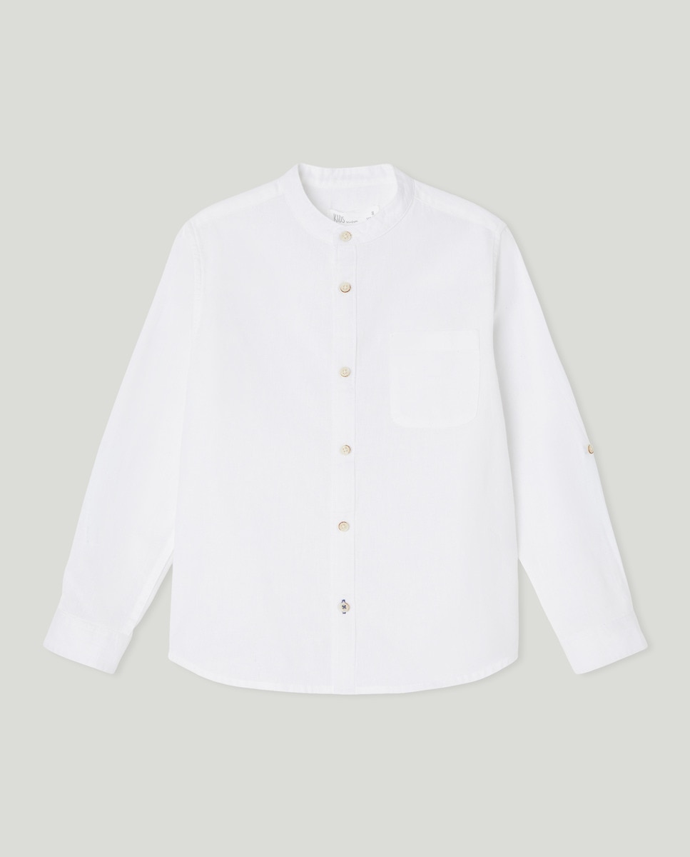 Camisa com Gola à Padre Branco-4