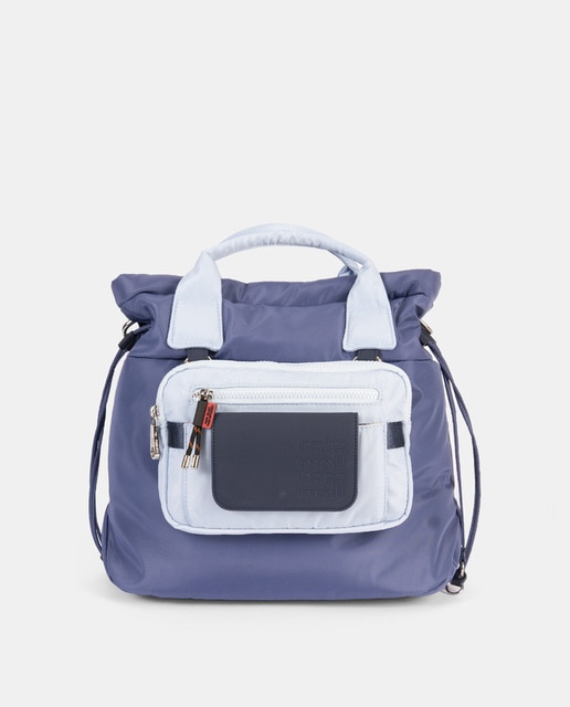 Imagem 0 de Mochila de Nylon Bicolor com Fecho de Correr, Alça de Função Dupla Conversível em Alça de Tiracolo