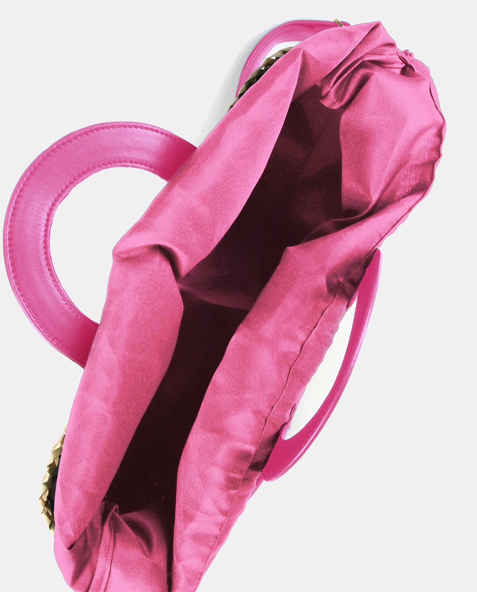 Cesta Pequena com Detalhes de Efeito de Pele Rosa-4