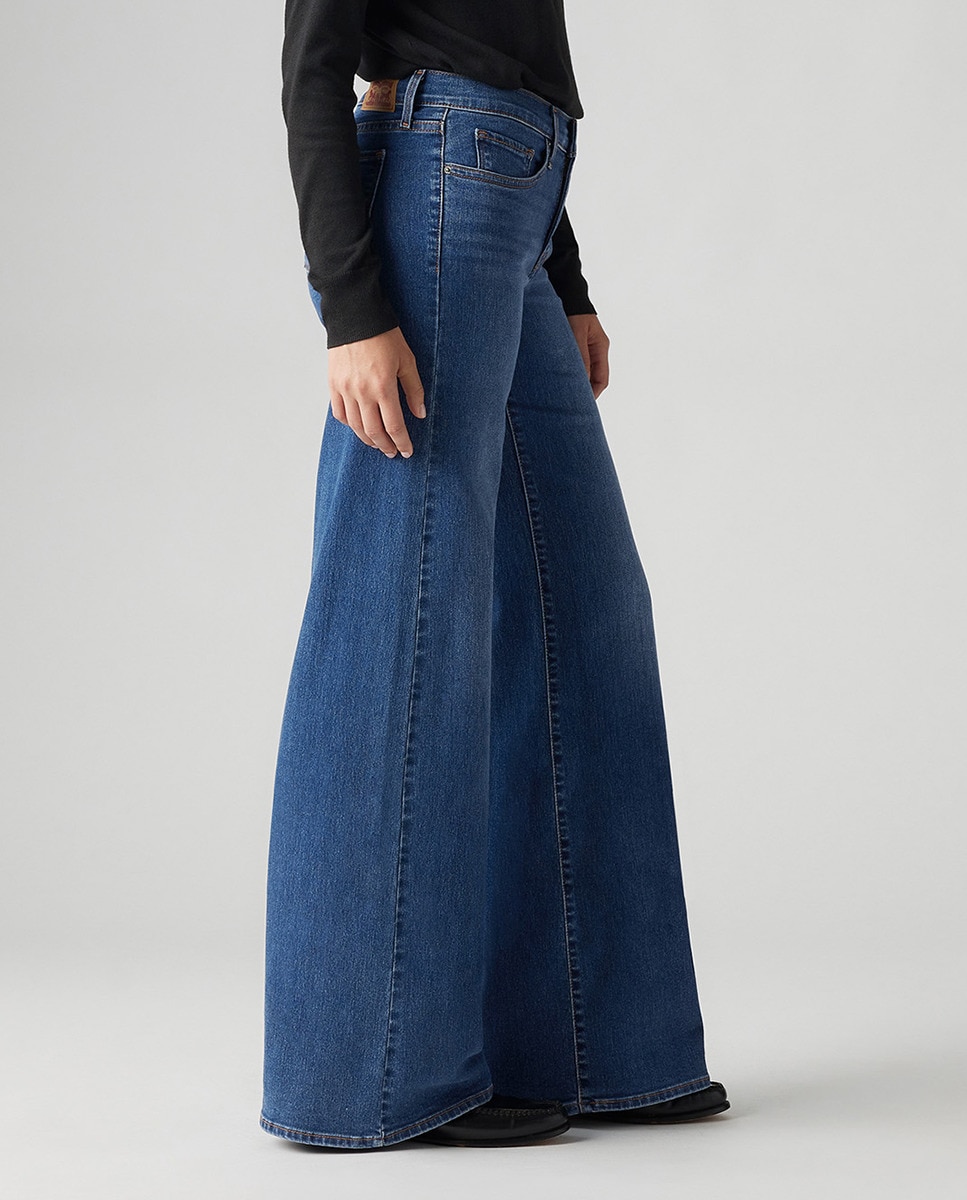 Jeans Straight 318™ Shaping Wide Leg de Cintura Média Azul-índigo-4