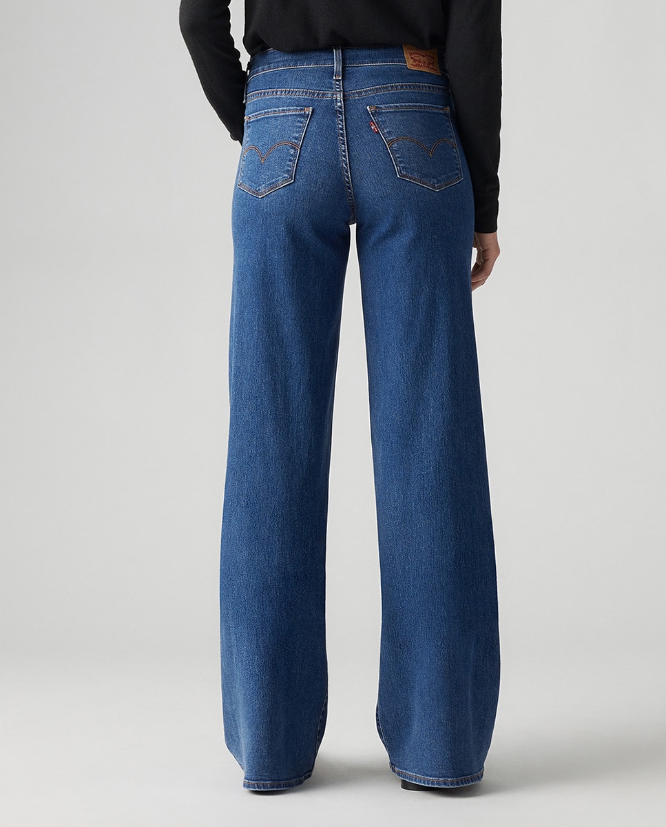 Jeans Straight 318™ Shaping Wide Leg de Cintura Média Azul-índigo-3