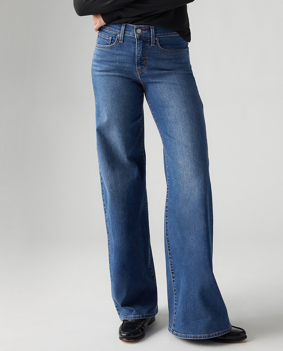 Jeans Straight 318™ Shaping Wide Leg de Cintura Média Azul-índigo-2