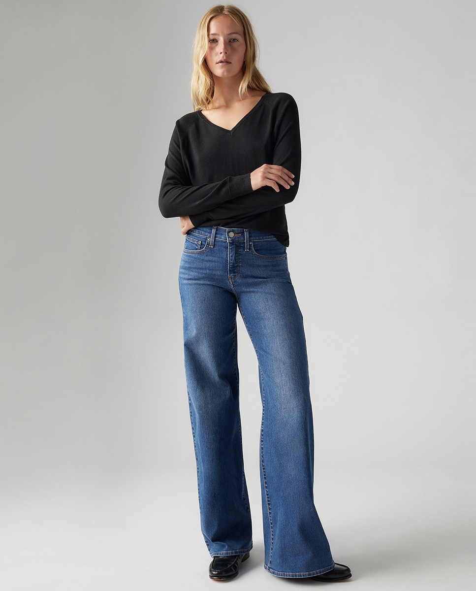 Jeans Straight 318™ Shaping Wide Leg de Cintura Média Azul-índigo-1