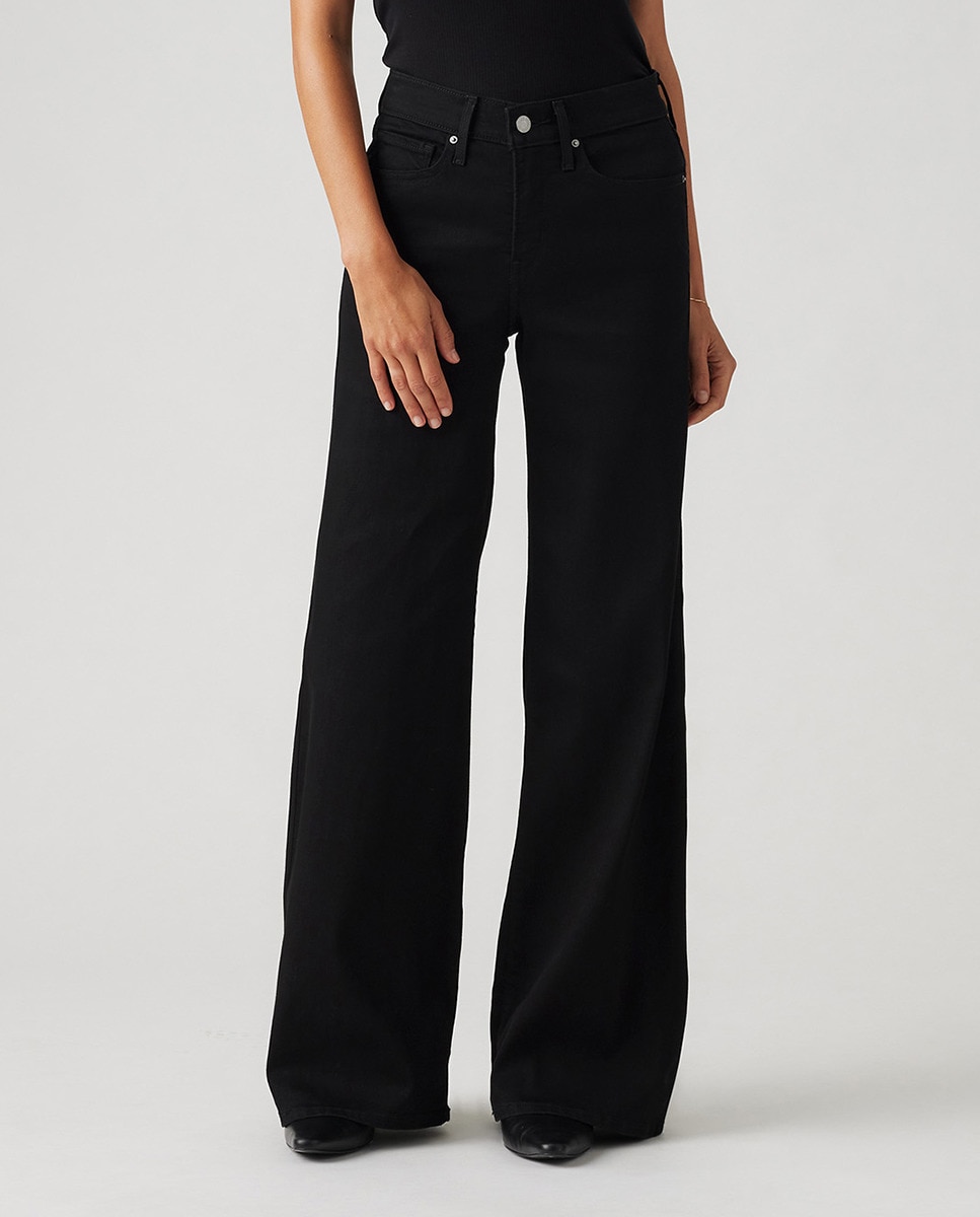 Jeans Straight 318™ Shaping Wide Leg de Cintura Média Preto-2