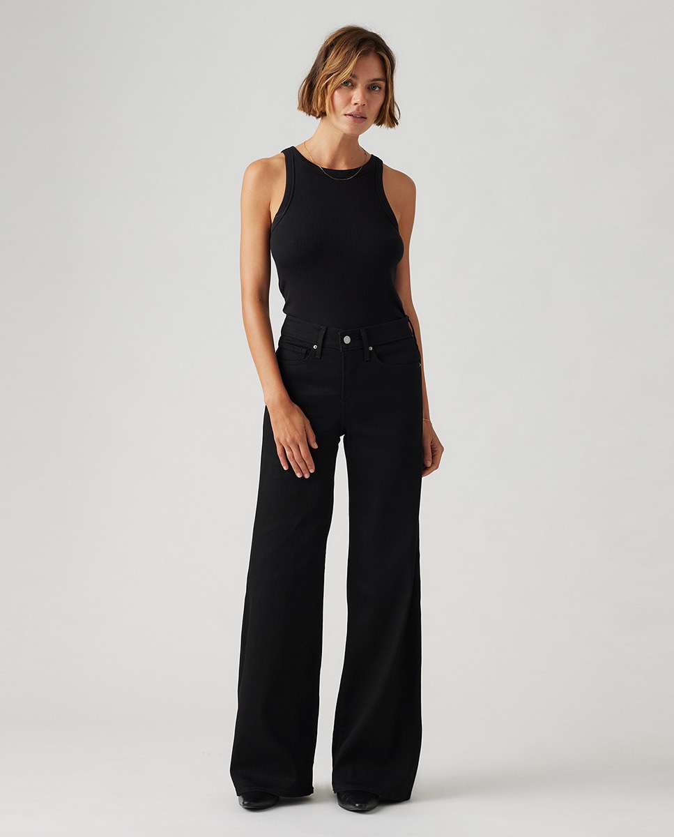 Jeans Straight 318™ Shaping Wide Leg de Cintura Média Preto-1