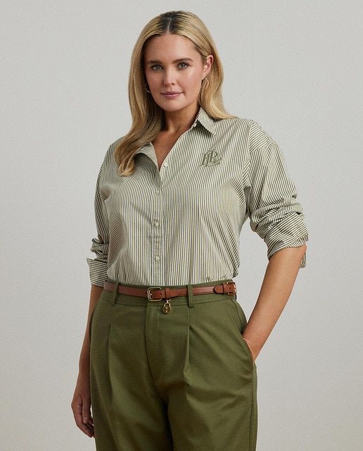 Imagem 0 de Camisa Tamanhos Grandes de Pano Relaxed Fit às Riscas