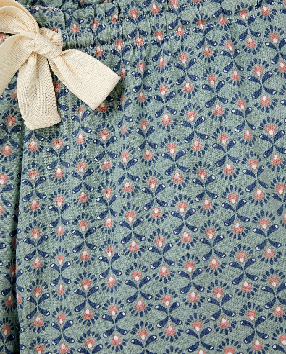 Pijama de mujer punto corto algodón estampado Blanco-4