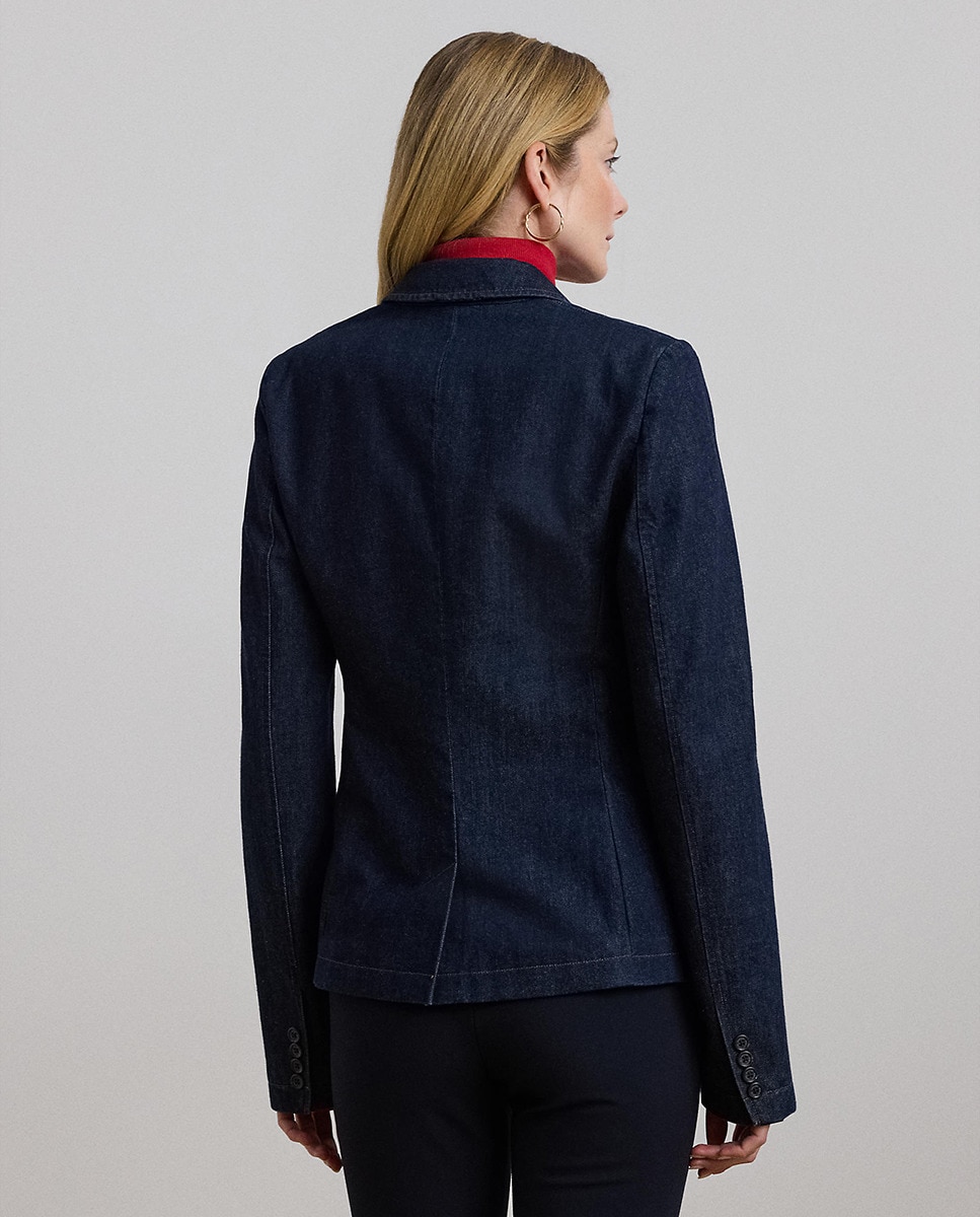 Blazer de Algodão com Fecho de Botão Azul-marinho-3