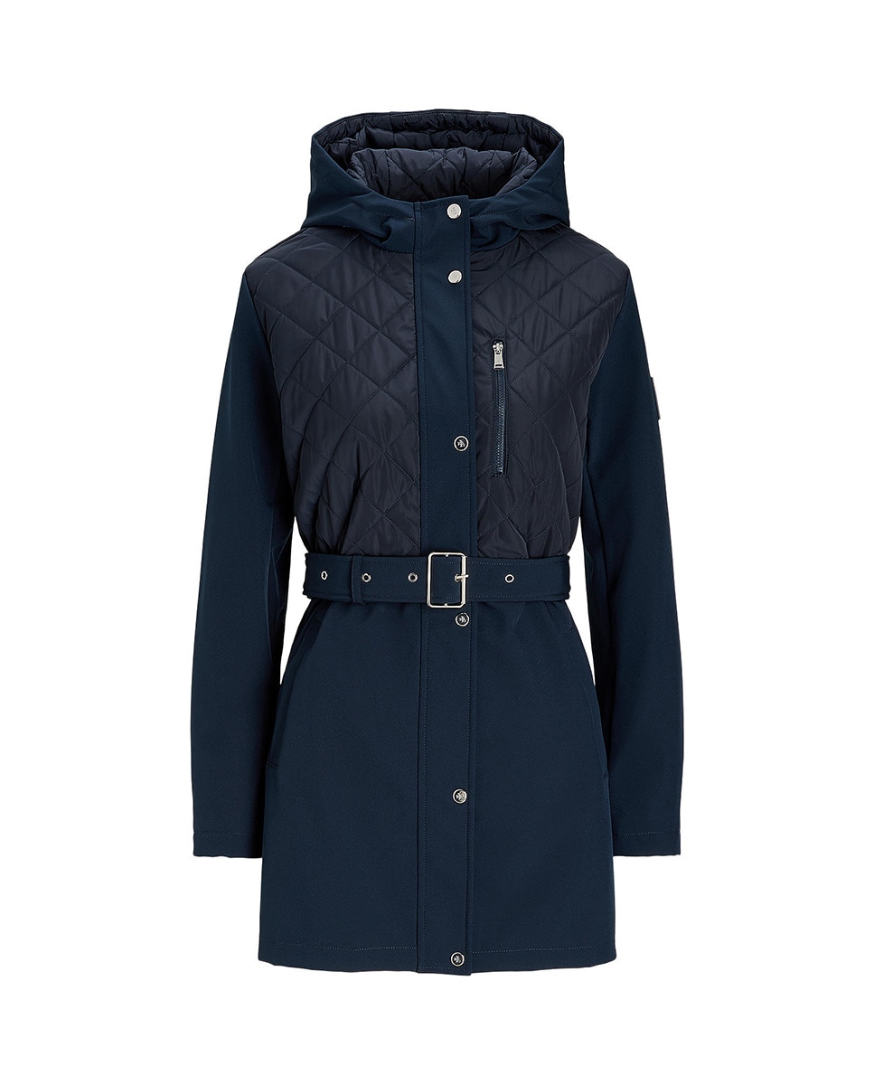 Parka com capuz e cinto Azul-marinho-7