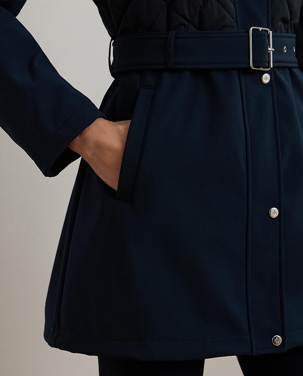 Parka com capuz e cinto Azul-marinho-6