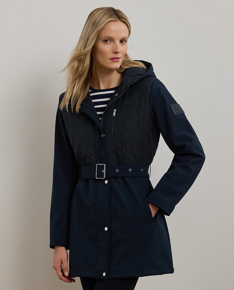 Parka com capuz e cinto Azul-marinho-3