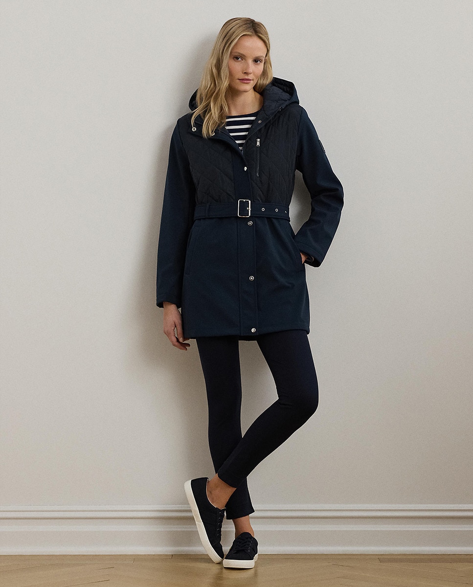 Parka com capuz e cinto Azul-marinho-1